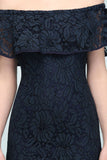MISSHOW offers Tea Length Black Mermaid Off-shoulder Lace Prom Dresses at a cheap price from Dark Navy, Lace to Mermaid Mini hem. Stunning yet affordable Cap Sleeves Prom Dresses,Homecoming Dresses.