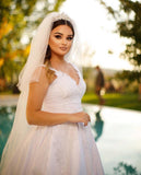 Trendy Floor Length Sweetheart Traps Sleeveless A-Line Satin Wedding Dress with Beads-misshow.com