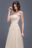 MISSHOW offers gorgeous Light Champagne Sweetheart party dresses with delicately handmade Appliques in size 0-26W. Shop Floor-length prom dresses at affordable prices.
