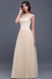 MISSHOW offers gorgeous Light Champagne Sweetheart party dresses with delicately handmade Appliques in size 0-26W. Shop Floor-length prom dresses at affordable prices.