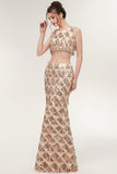 MISSHOW offers Two-piece Sleeveless Mermaid Floor Length Sequined Champagne Prom Dresses at a cheap price from Champagne, 100D Chiffon,Sequined to Mermaid,Two Pieces Floor-length hem. Stunning yet affordable Sleeveless Prom Dresses,Evening Dresses.