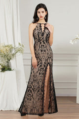 Unique V-Neck Sleeveless Mermaid Front-Split Tulle Prom Dresses with Appliques-misshow.com