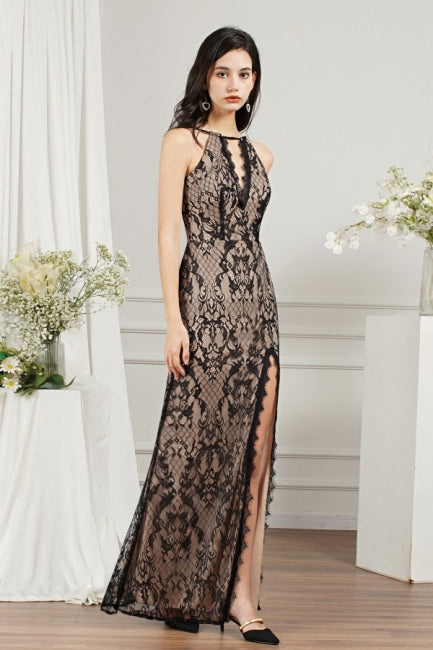 Unique V-Neck Sleeveless Mermaid Front-Split Tulle Prom Dresses with Appliques-misshow.com