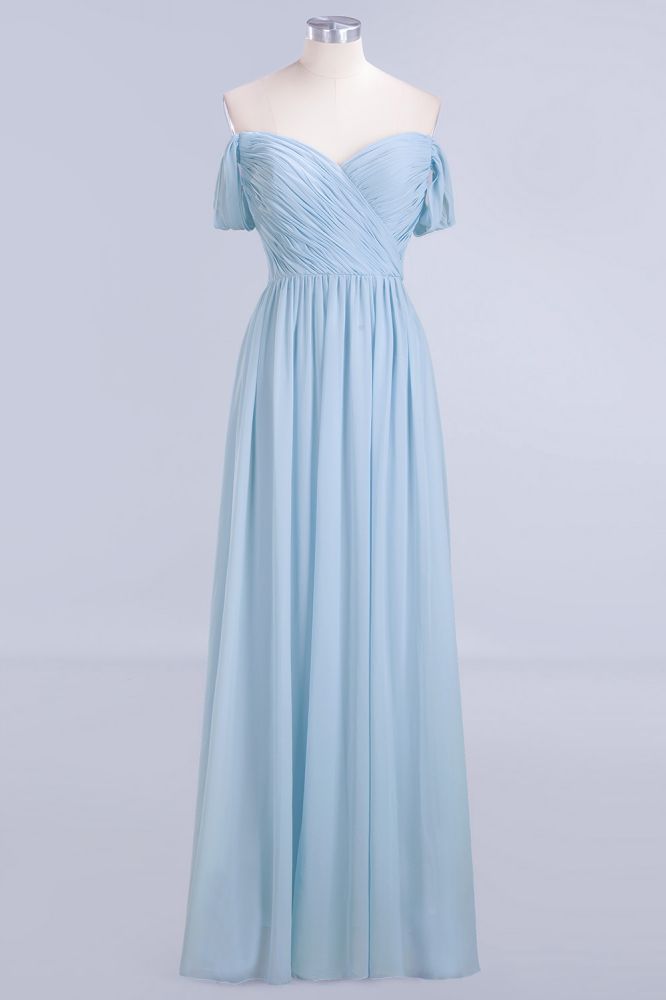 V-Neck Chiffon aline Bridesmaid Dress Sky Blue Floor Length Evening Swing Dress | MISSHOW V-Neck Chiffon aline Bridesmaid Dress Sky Blue Floor Length Evening Swing Dress | MISSHOW