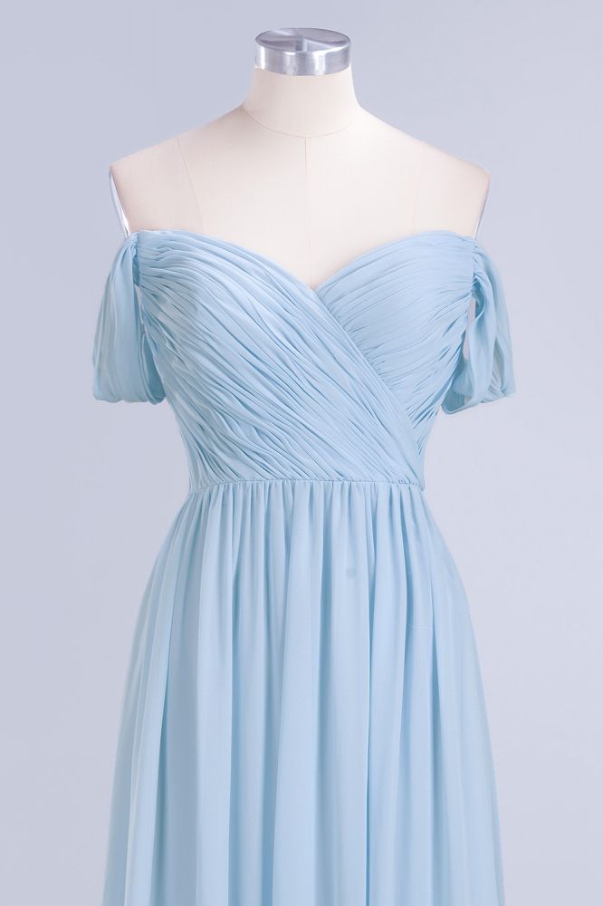 MISSHOW offers V-Neck Chiffon aline Bridesmaid Dress Sky Blue Floor Length Evening Swing Dress at a good price from Misshow