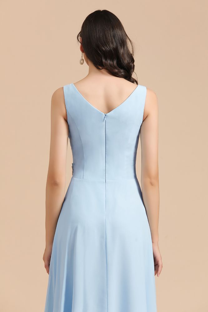 MISSHOW offers V-Neck Chiffon Aline Bridesmaid Dress Sleeveless Floor Length Simple Wedding Dress at a good price from Misshow