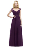 Looking for Bridesmaid Dresses in 30D Chiffon, A-line style, and Gorgeous Lace,Ribbons work  MISSHOW has all covered on this elegant V-neck Floor Length A-line Lace Chiffon Bridesmaid Dresses with Sash.