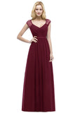 Looking for Bridesmaid Dresses in 30D Chiffon, A-line style, and Gorgeous Lace,Ribbons work  MISSHOW has all covered on this elegant V-neck Floor Length A-line Lace Chiffon Bridesmaid Dresses with Sash.