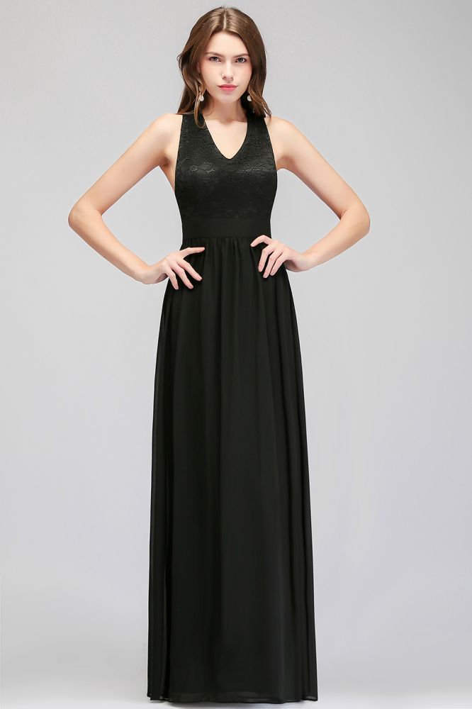 MISSHOW offers V-neck Floor Length Sleeveless Lace Top Black Bridesmaid Dress at a good price from Black,100D Chiffon to A-line Floor-length them. Stunning yet affordable Sleeveless Bridesmaid Dresses.