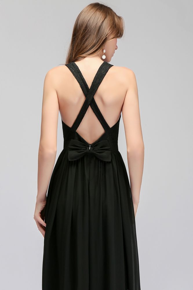 MISSHOW offers V-neck Floor Length Sleeveless Lace Top Black Bridesmaid Dress at a good price from Black,100D Chiffon to A-line Floor-length them. Stunning yet affordable Sleeveless Bridesmaid Dresses.