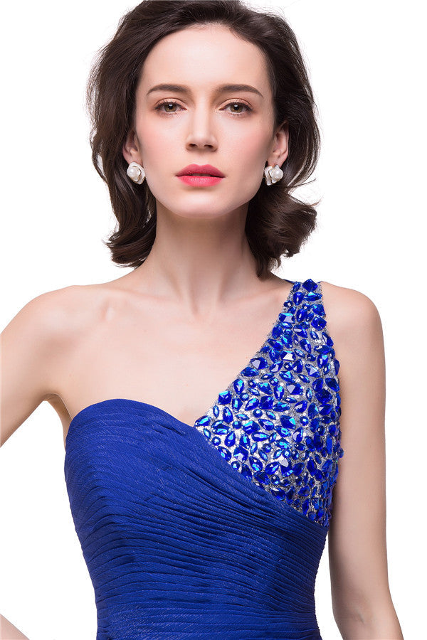 MISSHOW offers gorgeous Pool One Shoulder party dresses with delicately handmade Crystal,Ruffles in size 0-26W. Shop Hi-Lo prom dresses at affordable prices.
