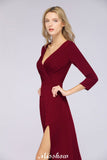 MISSHOW offers V-Neck Long-Sleeves Side-Slit Floor-Length Bridesmaid Dress with Ruffles at a good price from Spandex to A-line Floor-length them. Lightweight yet affordable home,beach,swimming useBridesmaid Dresses.