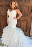 V-Neck Mermaid Sleeveless Beach Wedding Dress