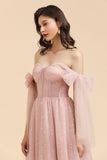 Looking for Prom Dresses,Evening Dresses,Bridesmaid Dresses in Tulle, A-line style, and Gorgeous  work  MISSHOW has all covered on this elegant V-Neck Ruffle Chffion Sleeves Aline Bridesmaid Dress Dusty Pink Wedding party Dress.