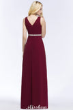 MISSHOW offers V-neck Ruffled Floor-Length Beading Bridesmaid Dresses A-line Chiffon with Sash at a good price from 100D Chiffon to A-line Floor-length them. Lightweight yet affordable home,beach,swimming useBridesmaid Dresses.