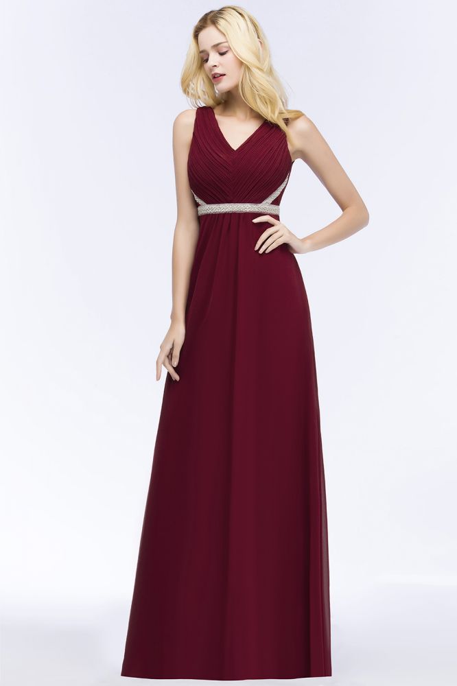 MISSHOW offers V-neck Ruffled Floor-Length Beading Bridesmaid Dresses A-line Chiffon with Sash at a good price from 100D Chiffon to A-line Floor-length them. Lightweight yet affordable home,beach,swimming useBridesmaid Dresses.