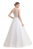 This elegant V-neck Tulle wedding dress with Lace could be custom made in plus size for curvy women. Plus size Sleeveless A-line bridal gowns are classic yet cheap.