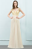 V-neck Sequined Top A-line Floor Length Chiffon Prom Dresses