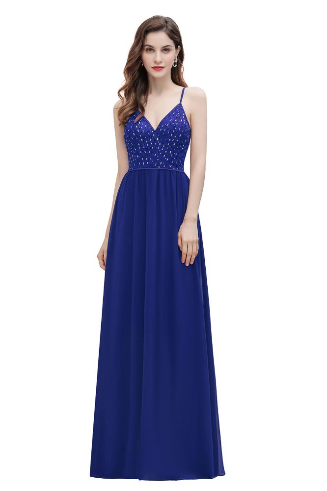 Looking for Prom Dresses,Evening Dresses,Homecoming Dresses,Quinceanera dresses in 100D Chiffon,Sequined,Lace, A-line style, and Gorgeous Lace work  MISSHOW has all covered on this elegant V-Neck Sleeveless Aline Evening Dress Sequins Bridesmaid Dress.