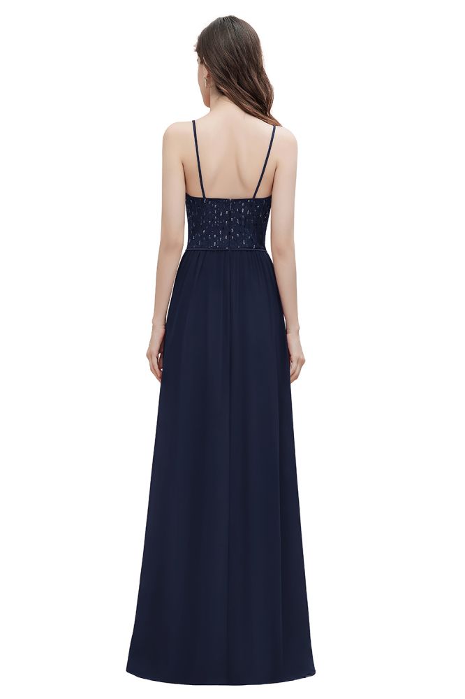 Looking for Prom Dresses,Evening Dresses,Homecoming Dresses,Quinceanera dresses in 100D Chiffon,Sequined,Lace, A-line style, and Gorgeous Lace work  MISSHOW has all covered on this elegant V-Neck Sleeveless Aline Evening Dress Sequins Bridesmaid Dress.