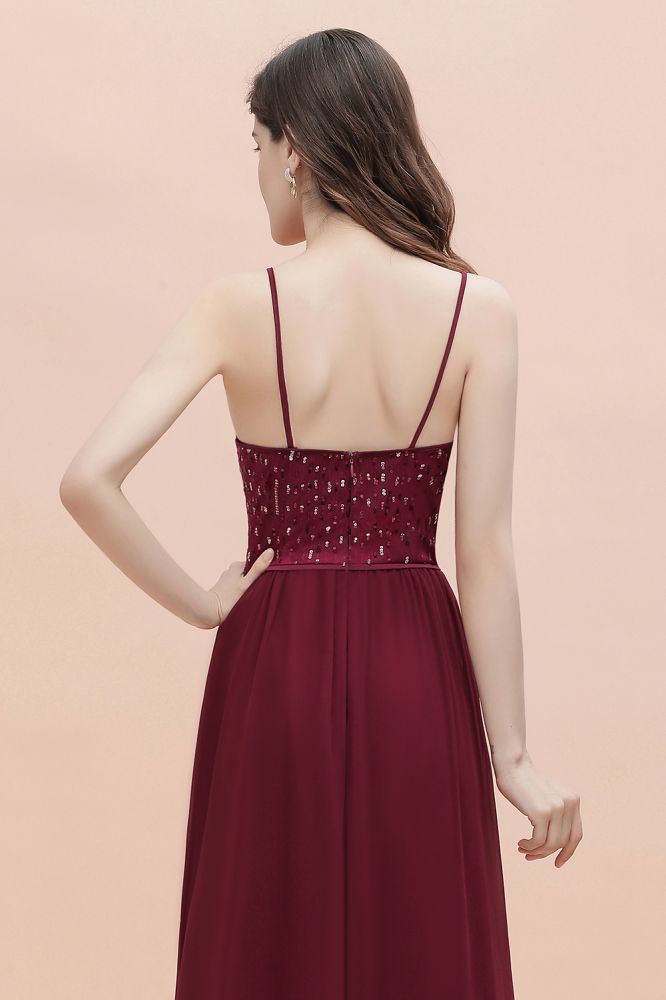 Looking for Prom Dresses,Evening Dresses,Homecoming Dresses,Quinceanera dresses in 100D Chiffon,Sequined,Lace, A-line style, and Gorgeous Lace work  MISSHOW has all covered on this elegant V-Neck Sleeveless Aline Evening Dress Sequins Bridesmaid Dress.