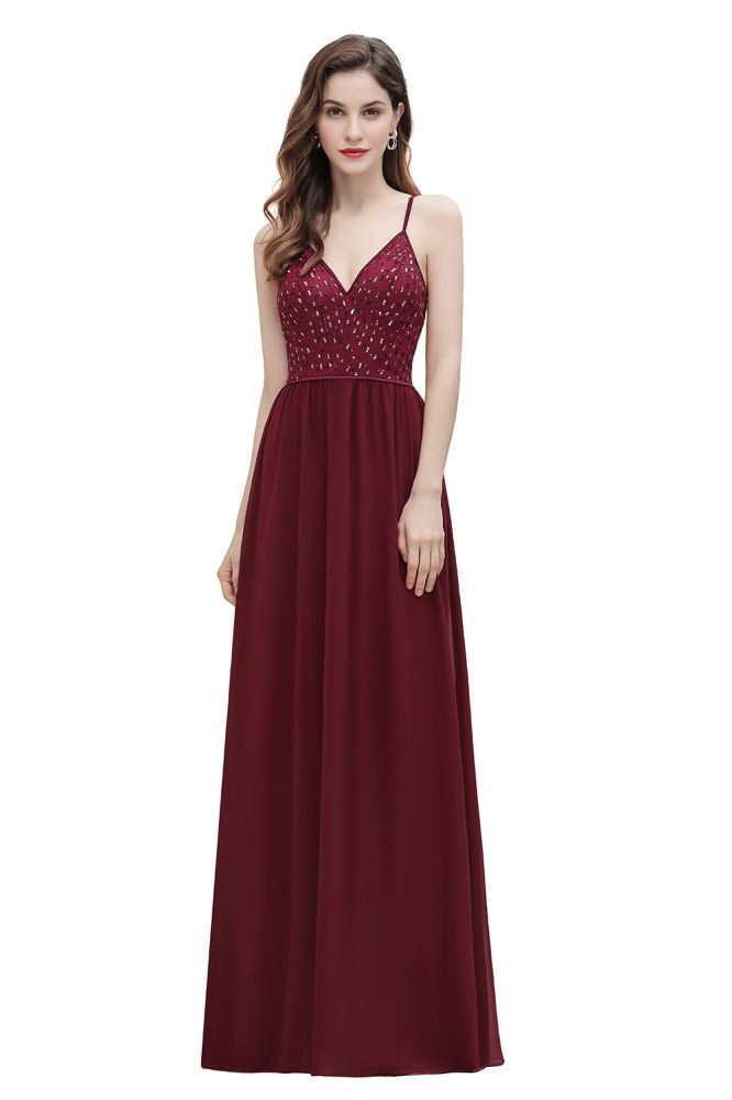Looking for Prom Dresses,Evening Dresses,Homecoming Dresses,Quinceanera dresses in 100D Chiffon,Sequined,Lace, A-line style, and Gorgeous Lace work  MISSHOW has all covered on this elegant V-Neck Sleeveless Aline Evening Dress Sequins Bridesmaid Dress.