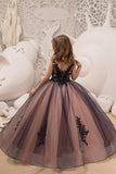 V-Neck Sleeveless Ball Gown Flower Girls Dress-misshow.com