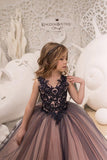 V-Neck Sleeveless Ball Gown Flower Girls Dress-misshow.com