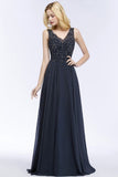 Looking for Prom Dresses,Evening Dresses in 30D Chiffon, A-line style, and Gorgeous Crystal,Appliques work  MISSHOW has all covered on this elegant V-neck Sleeveless Long Appliqued Crystals Chiffon Prom Dresses