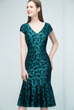 MISSHOW offers V-neck Tea Length Mermaid Lace Appliqued Prom Dresses at a cheap price from Jade, Lace to Mermaid Tea-length them. Stunning yet affordable Short Sleeves Prom Dresses,Homecoming Dresses.