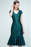 MISSHOW offers V-neck Tea Length Mermaid Lace Appliqued Prom Dresses at a cheap price from Jade, Lace to Mermaid Tea-length them. Stunning yet affordable Short Sleeves Prom Dresses,Homecoming Dresses.