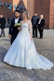 Vintage A-line Lace Wedding Dresses With Sleeves