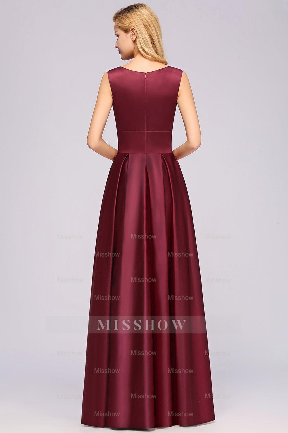 Vintage Deep-V-Neck Long Burgundy Bridesmaid Dresses misshow.com Vintage Deep-V-Neck Long Burgundy Bridesmaid Dresses misshow.com