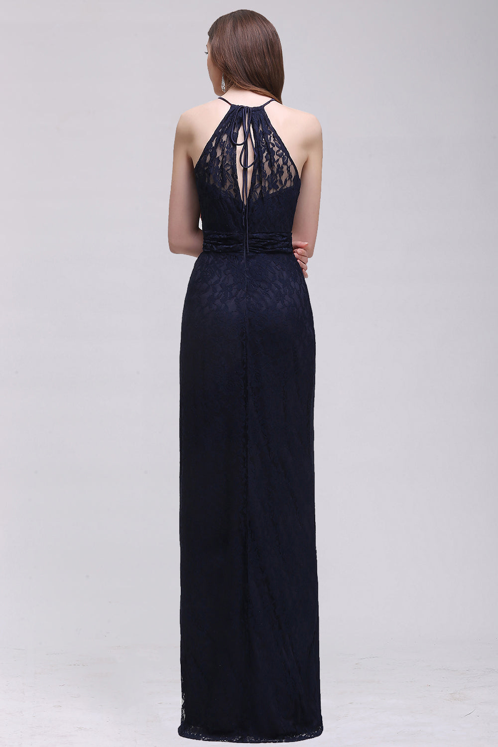 Vintage Halter Sleeveless Lace Navy Bridesmaid dresses Affordable