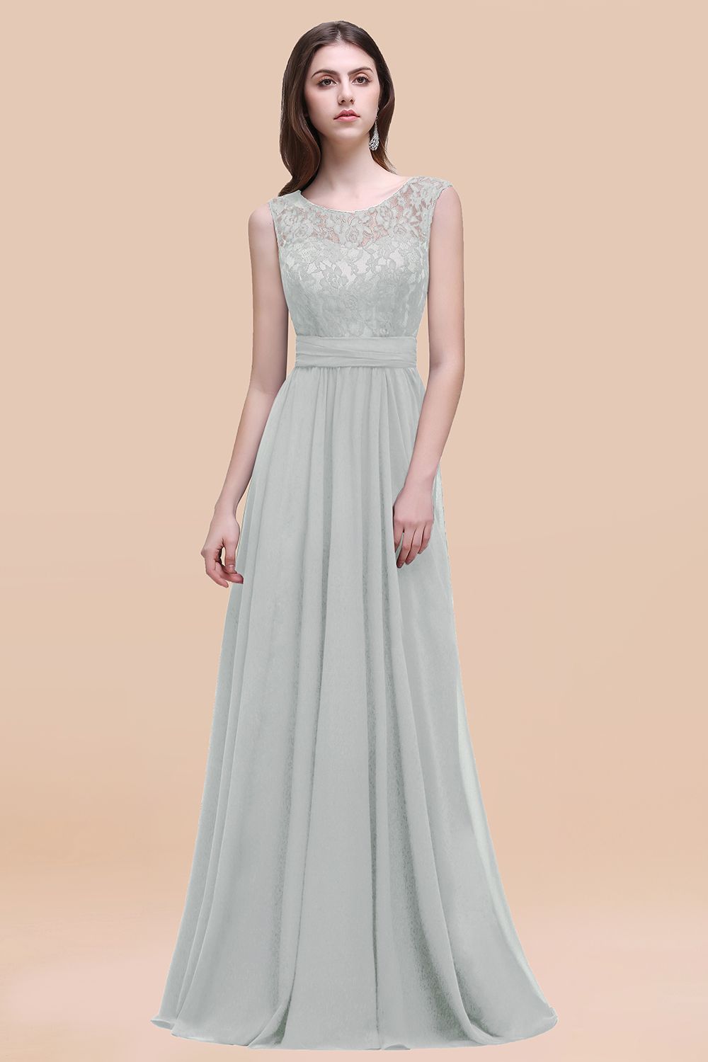 Vintage Lace Scoop Sleeveless Dark Blue Bridesmaid Dresses with V-Back Vintage Lace Scoop Sleeveless Dark Blue Bridesmaid Dresses with V-Back