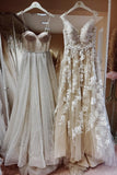 Vintage Long A-line Lace Wedding Dresses With Train-misshow.com