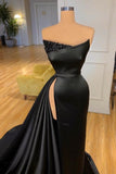 Vintage Long Black Sleeveless Evening Dresses Prom Dresses With Slit-misshow.com