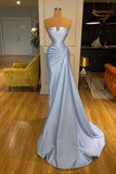Vintage Long Blue Mermaid Evening Dresses Simple Sleeveless Prom Dresses