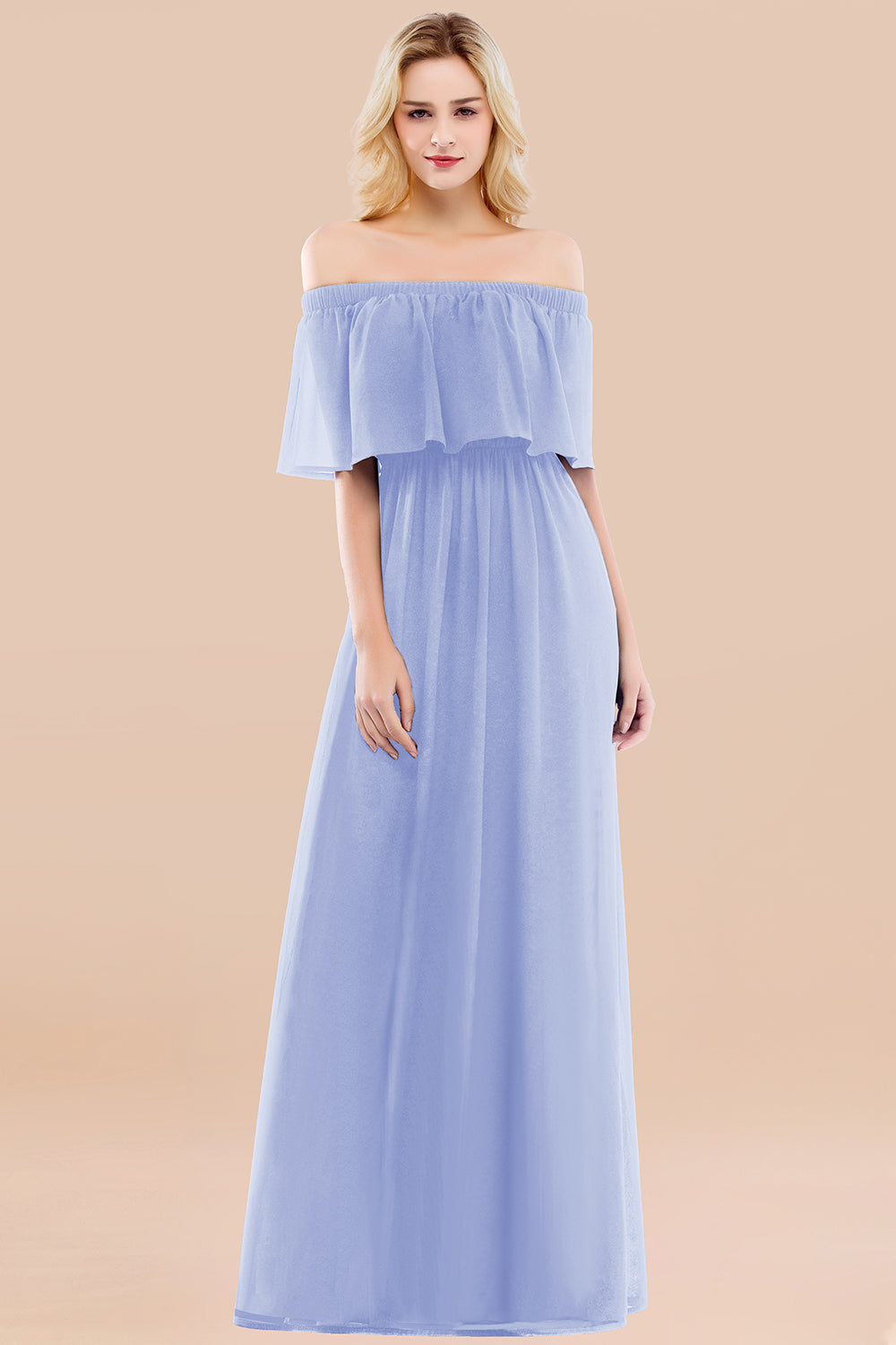 Vintage Off-the-Shoulder Long Burgundy Bridesmaid Dresses with Ruffle