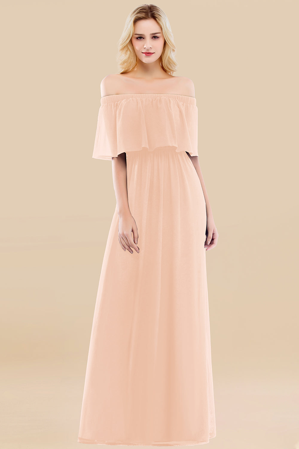 Vintage Off-the-Shoulder Long Burgundy Bridesmaid Dresses with Ruffle