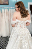 Vintage Off-the-shoulder Sleeveless A-Line Lace Wedding Gowns-misshow.com