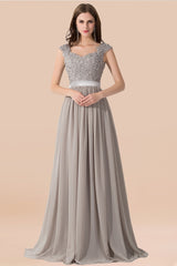 Vintage Silver Sleeveless Long Bridesmaid Dresses With Appliques