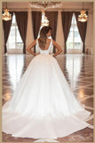 Vintage Simple Princess White Satin A-line Sleeveless Wedding Dresses-misshow.com