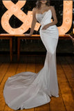 Vintage strapless mermaid sequined sleeveless satin Wedding Dresses-misshow.com