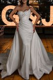 Vintage strapless mermaid sequined sleeveless satin Wedding Dresses-misshow.com