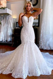 Vintage Sweetheart Lace Sleeveless Mermaid Wedding Dress Bridal Gowns