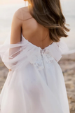 White A-line Off-the-shoulder Flower Girls Dress With Lace-misshow.com