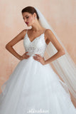 This elegant V-neck,Spaghetti Straps Tulle wedding dress with Lace could be custom made in plus size for curvy women. Plus size Sleeveless A-line,Ball Gown,Princess bridal gowns are classic yet cheap.