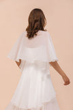 White Bridesmaid Dress Knee Length Two Layers of Wedding Guest Dress with Wraps-misshow.com