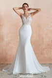 MISSHOW offers White Illusion Neck Column Wedding Dress Sleeveless Bridal Gowns at a good price from White,Ivory,100D Chiffon to A-line Floor-length them. Stunning yet affordable Sleeveless .